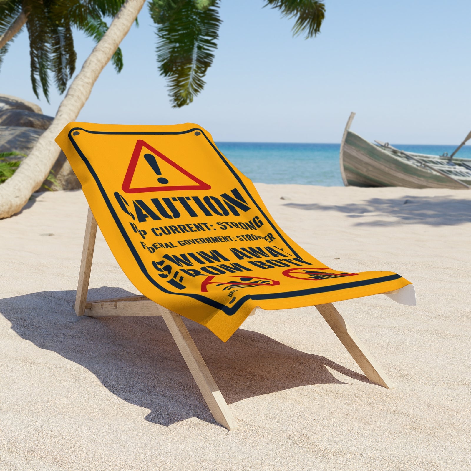 Caution: Federal Government Beach Towel