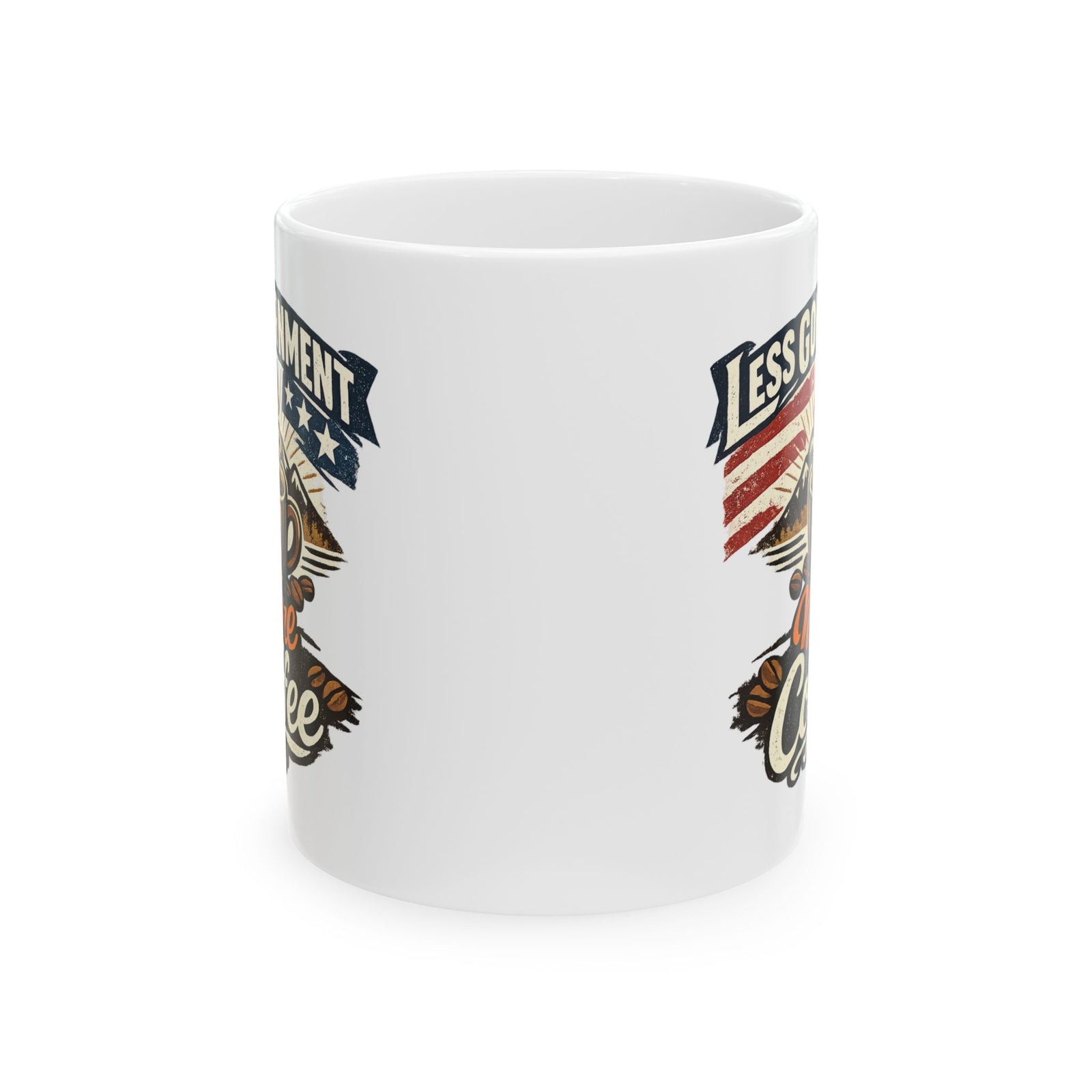 Less Government More Coffee Mug — Mountain Coffee Bean Ceramic Cup (11oz/15oz)
