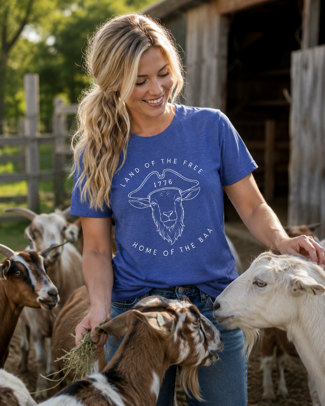 T‑Shirt — "Land of the Free, Home of the Baa" Goat Graphic (1776) Patriotic Tee