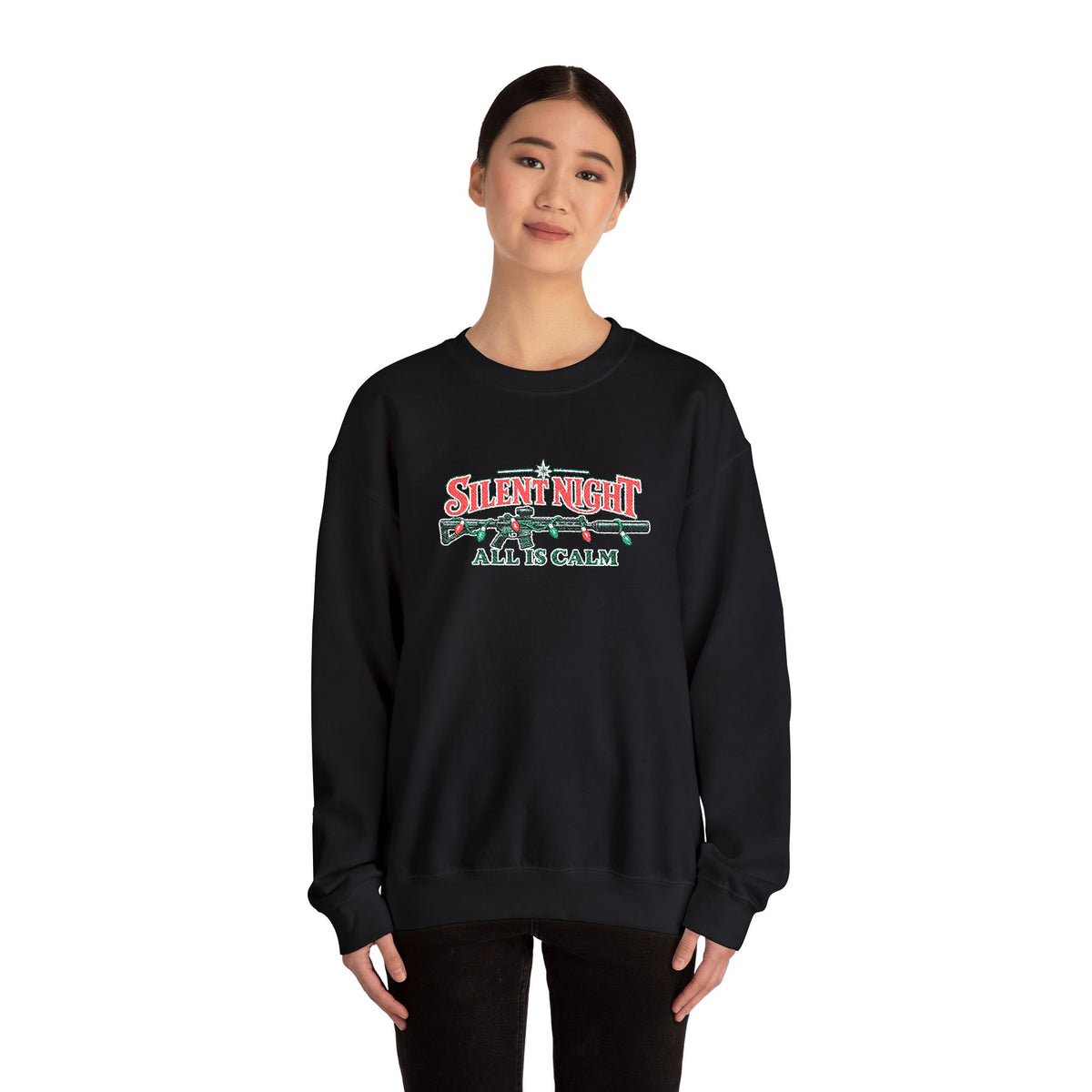 Silent Night Embroidered Christmas Sweater - 4LibertyShop.com
