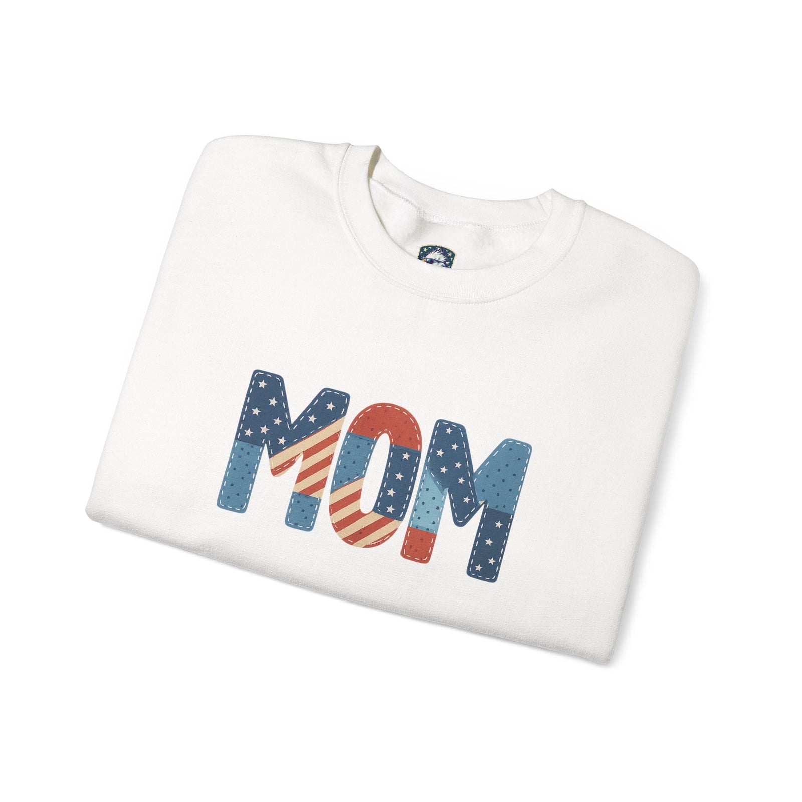 Embroidered Patriotic Mom Crewneck Sweatshirt