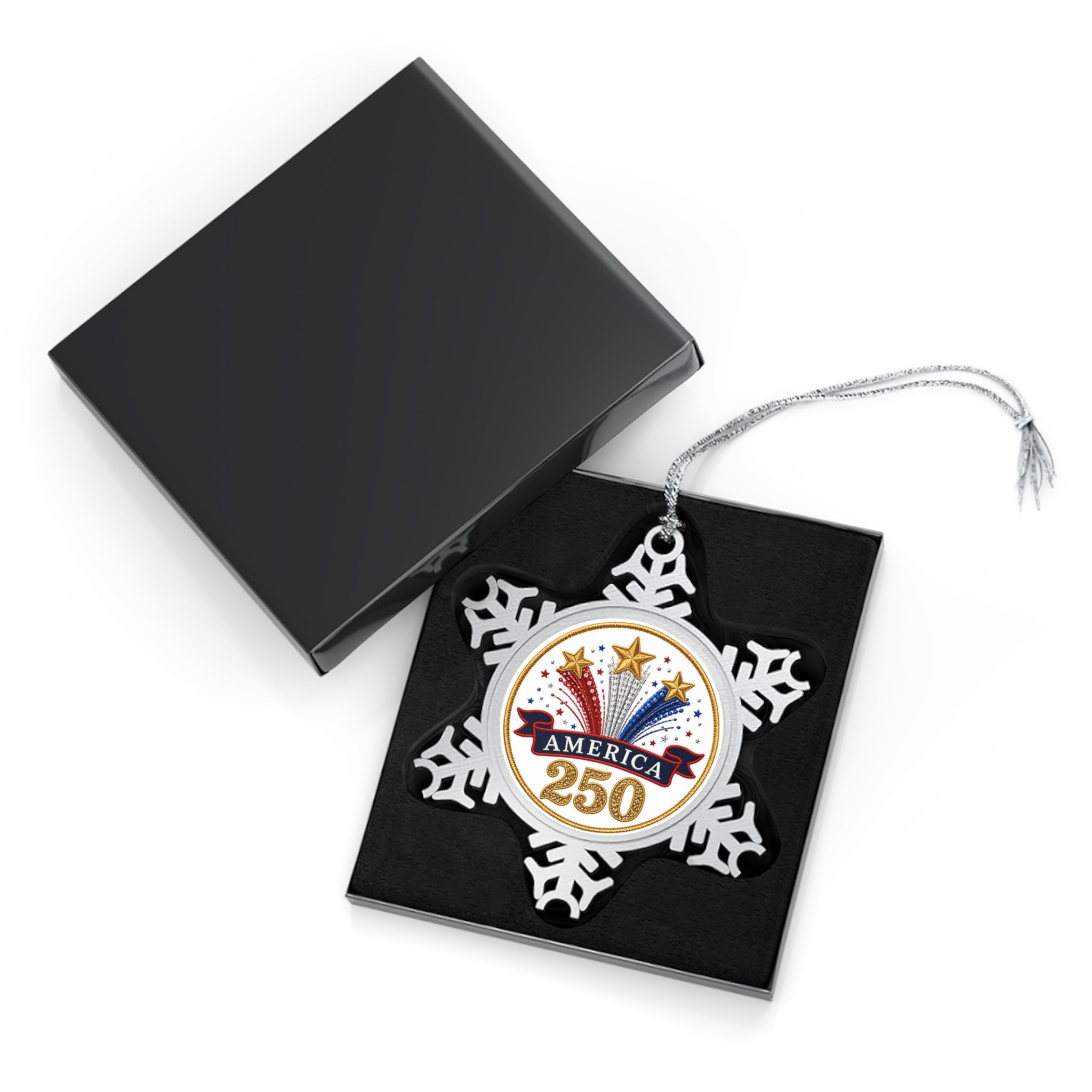 Pewter Snowflake Ornament — America 250 Patriotic Holiday Keepsake