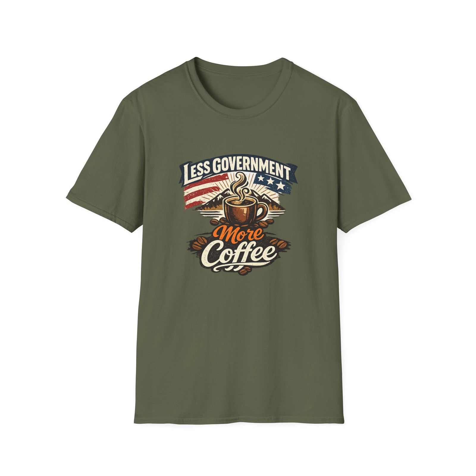 Less Government More Coffee T-Shirt — Patriotic Vintage Coffee Lover Tee