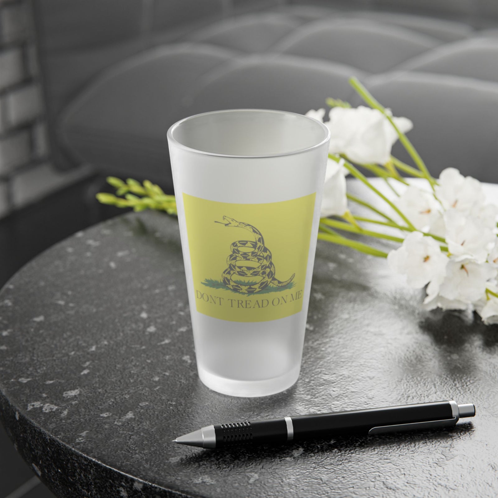 Judge Nap: Don't Tread On Me Gadsden Frosted Pint Glass, 16oz