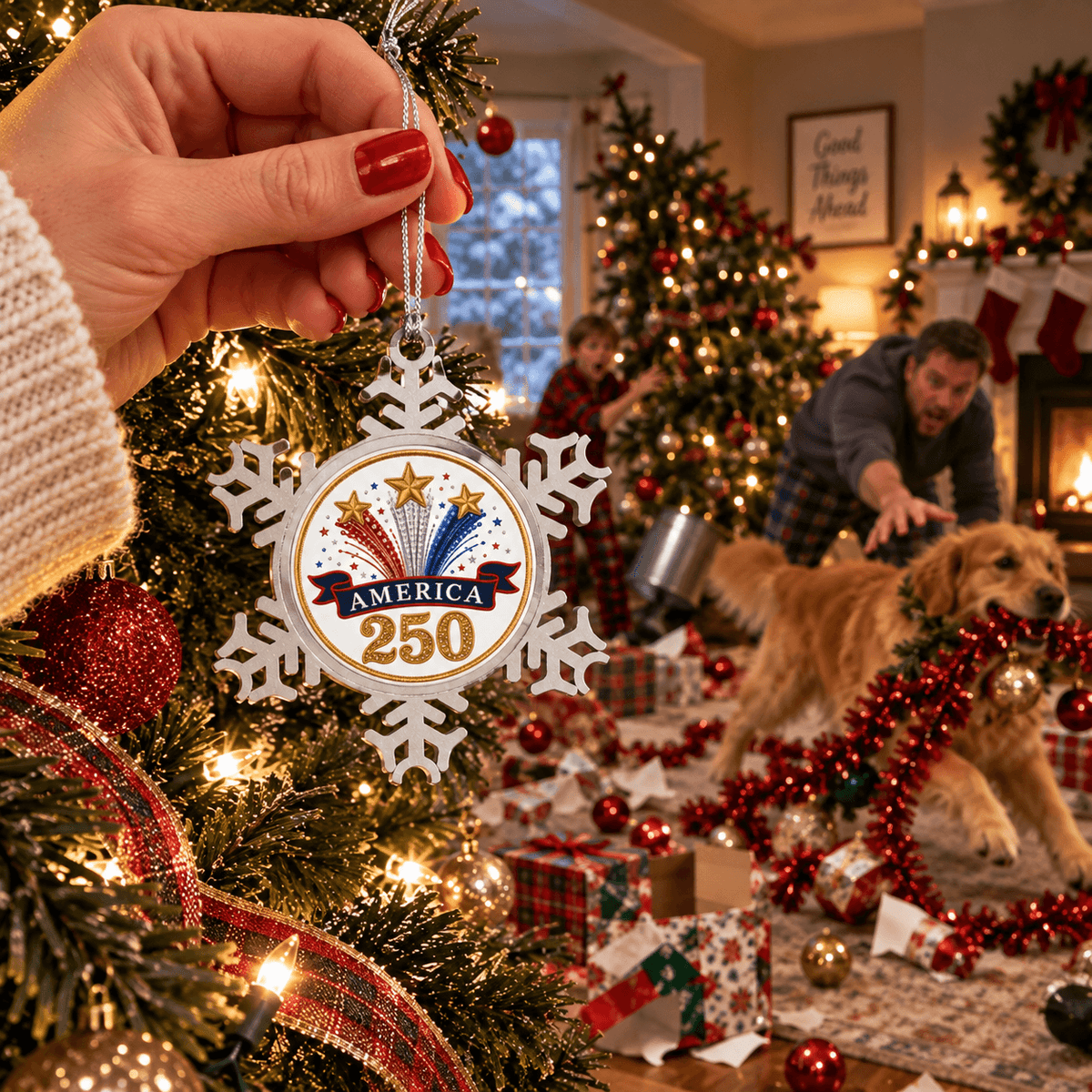 America 250 Pewter Snowflake Ornament - 4LibertyShop.com