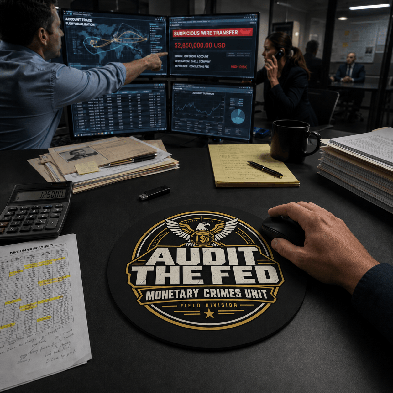 Audit the Fed Mouse Pad — Monetary Crimes Unit Desk Mat - 4LibertyShop.com