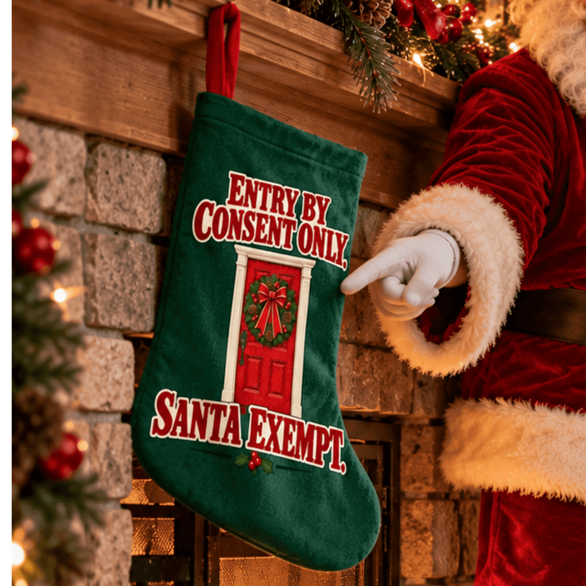 Entry By Consent Only Christmas Stocking - 4LibertyShop.com