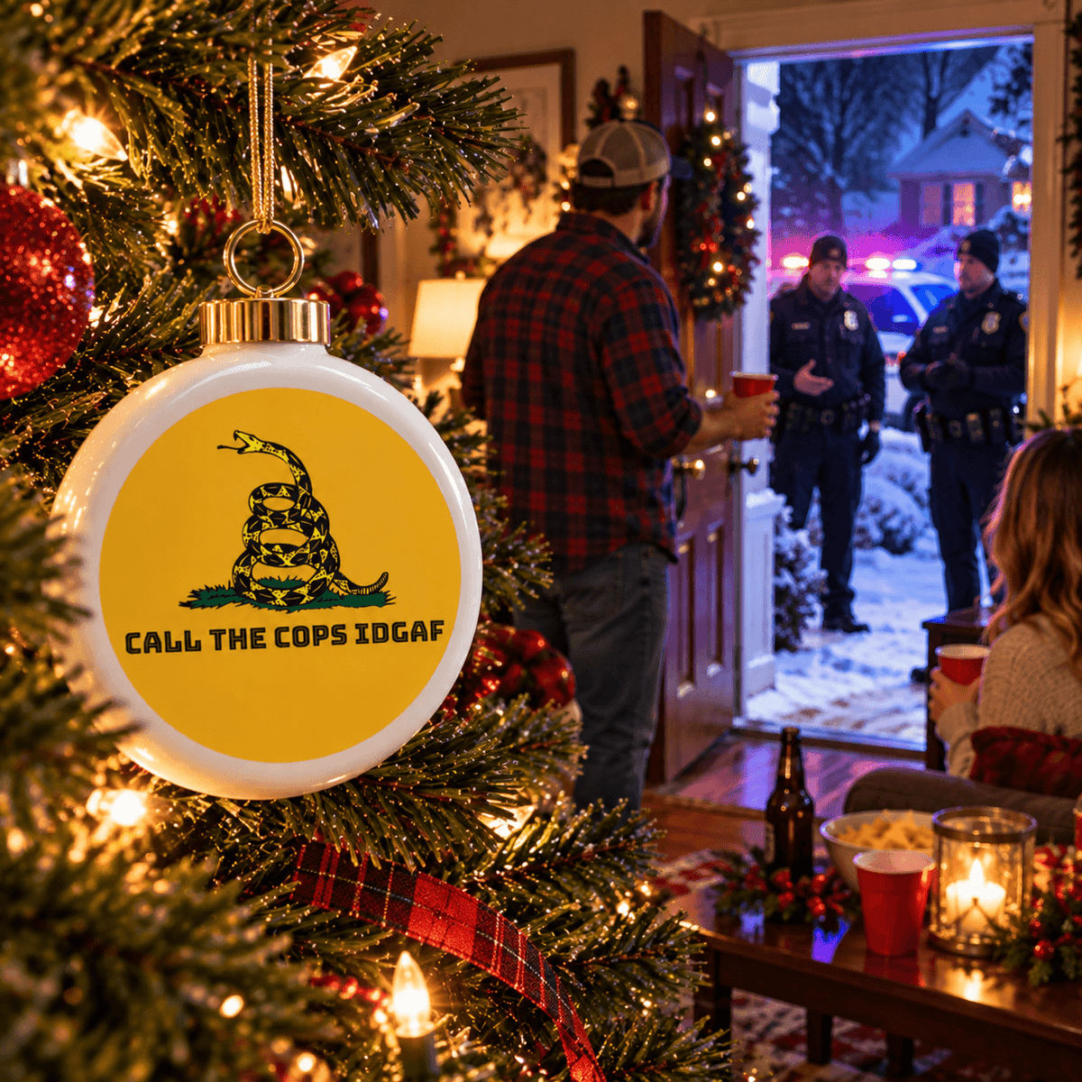 Call The Cops IDGAF Christmas Ball Ornament - 4LibertyShop.com