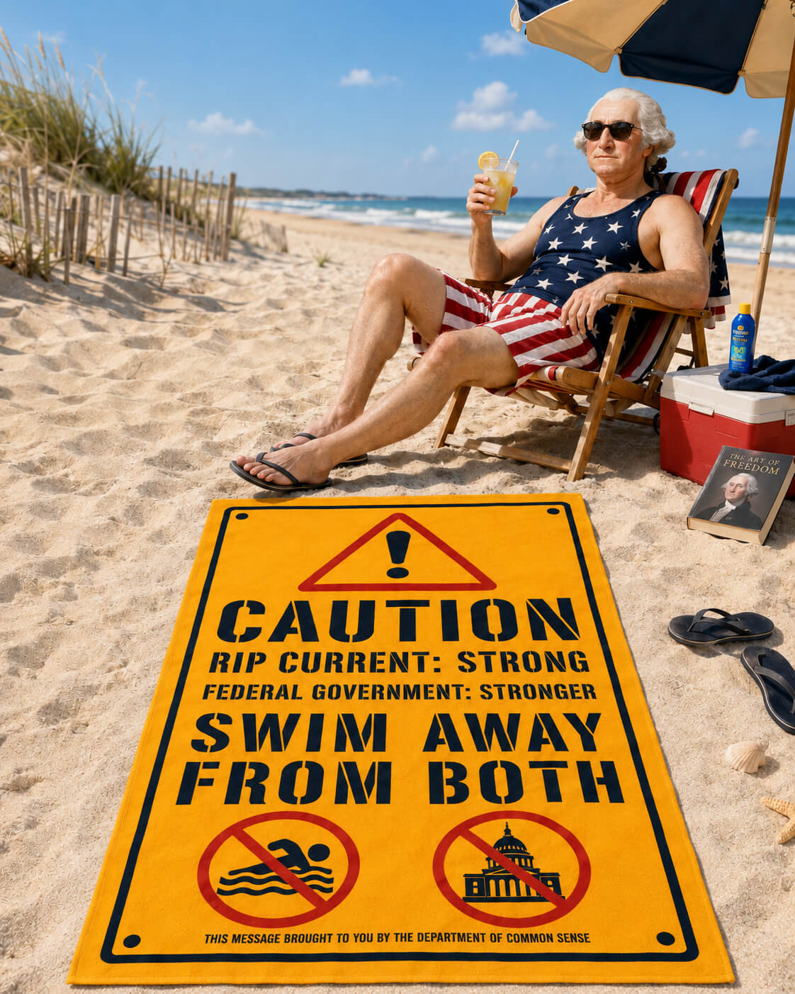Caution: Federal Government Beach Towel