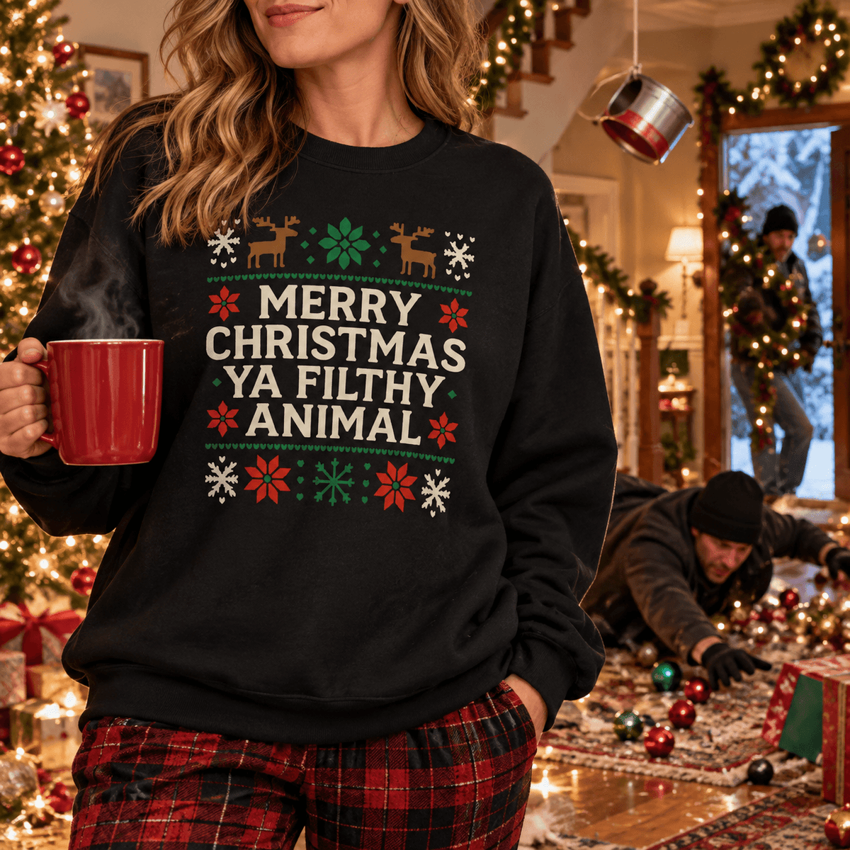Merry Christmas Ya Filthy Animal Sweatshirt - 4LibertyShop.com