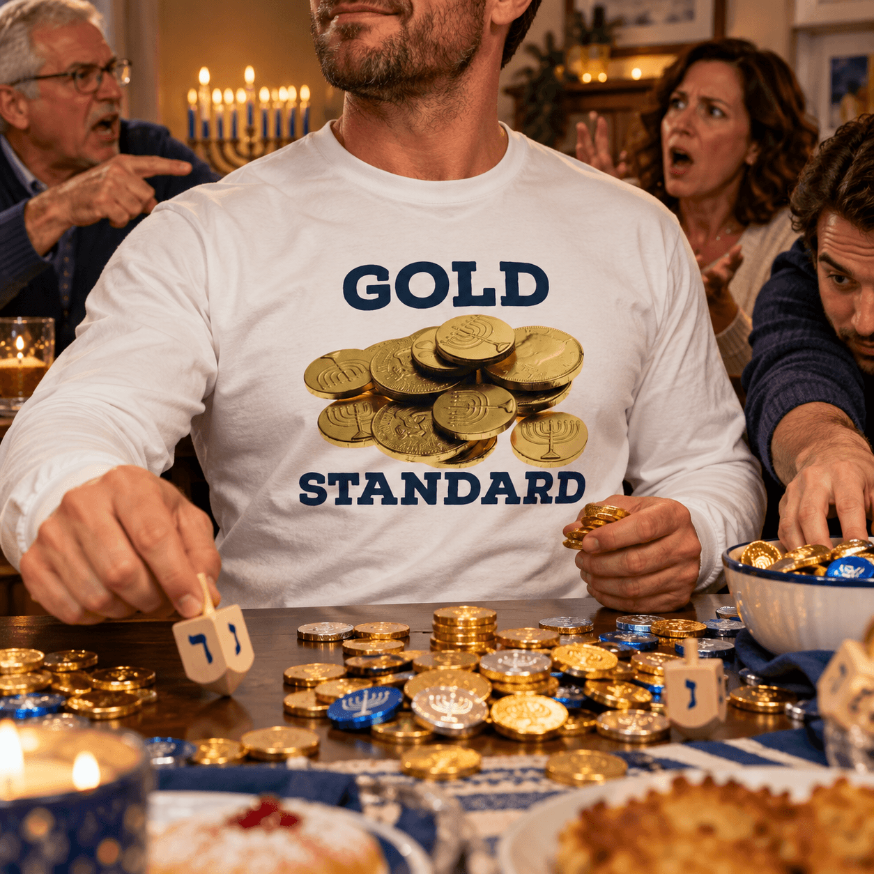 Gold Standard Hanukkah Gelt Long Sleeve Tee - 4LibertyShop.com