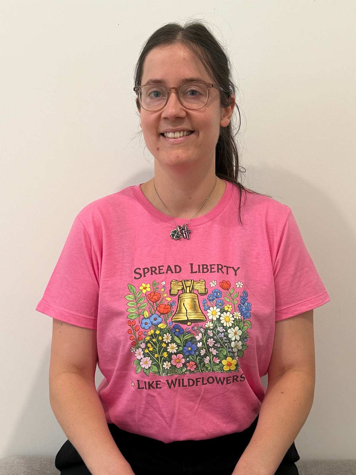 Spread Liberty Like Wildflowers Women's Tee — Liberty Bell Floral Graphic Shirt