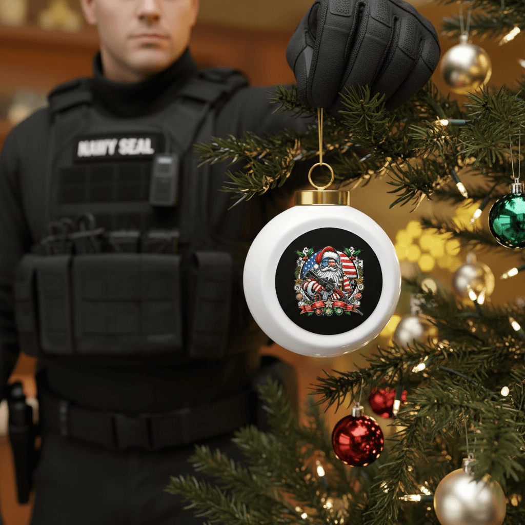 Locked and Loaded Santa Ornament