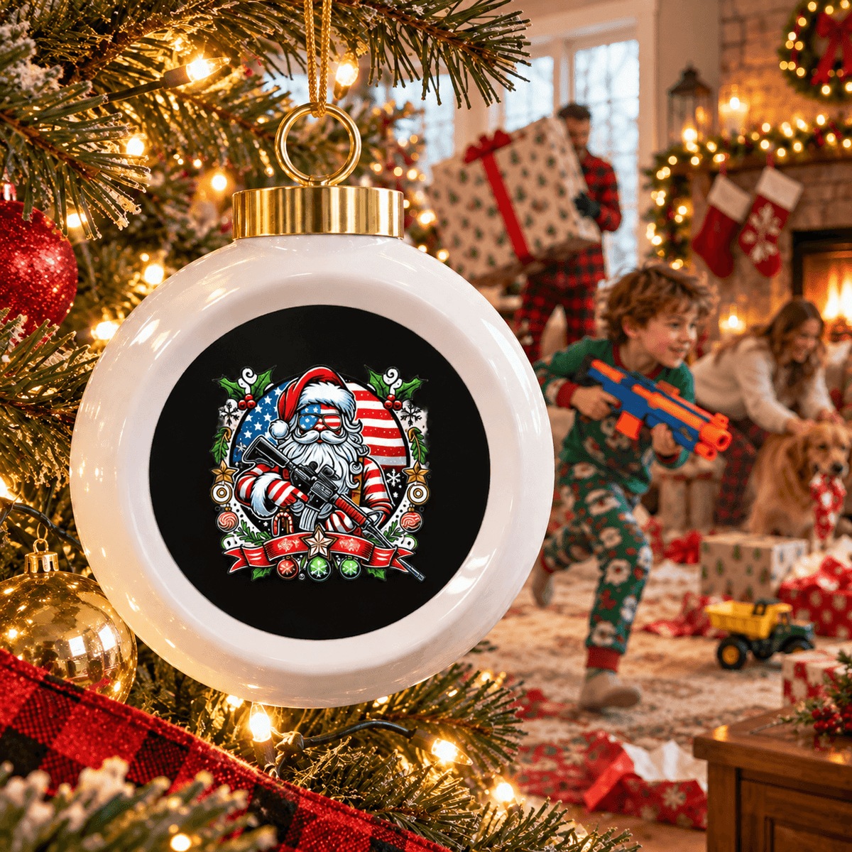Locked and Loaded Santa Ornament - 4LibertyShop.com