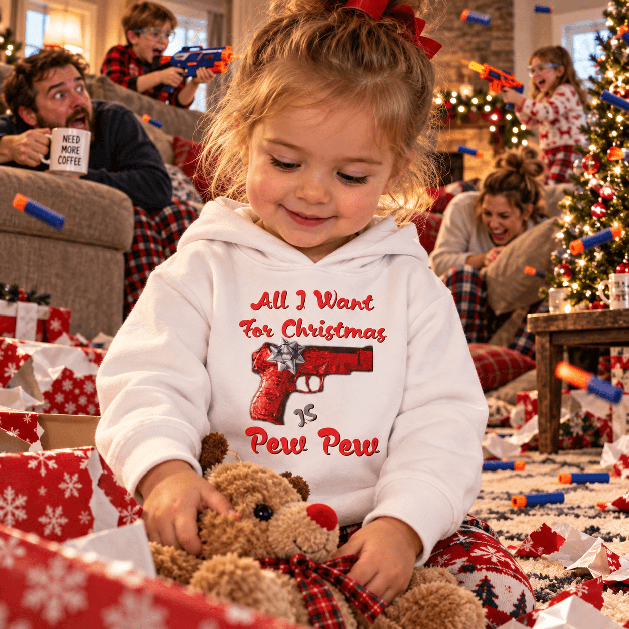All I Want For Christmas Is Pew Pew Toddler Pullover Hoodie - 4LibertyShop.com