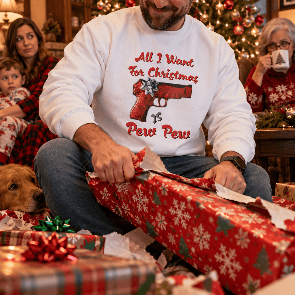 All I Want For Christmas Is Pew Pew Sweatshirt - 4LibertyShop.com