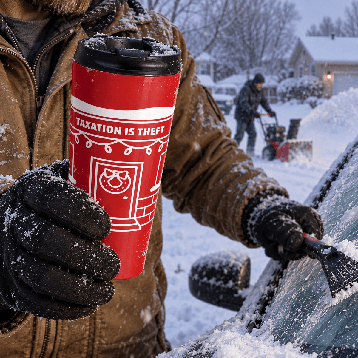 Taxation Is Theft Holiday Travel Mug – 15 oz - 4LibertyShop.com