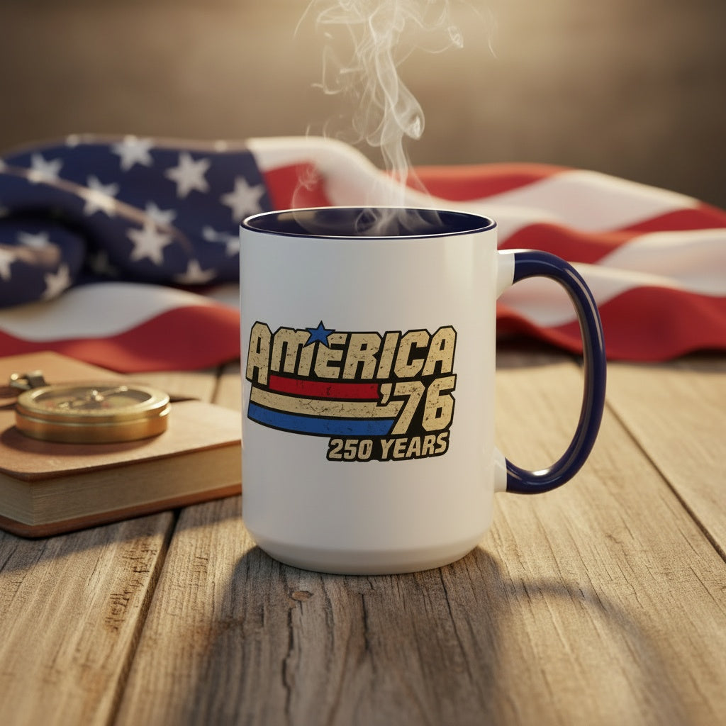 America '76 250 Years Accent Coffee Mug — Retro Patriotic 11/15oz