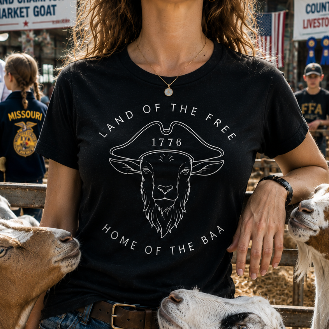 T‑Shirt — "Land of the Free, Home of the Baa" Goat Graphic (1776) Patriotic Tee