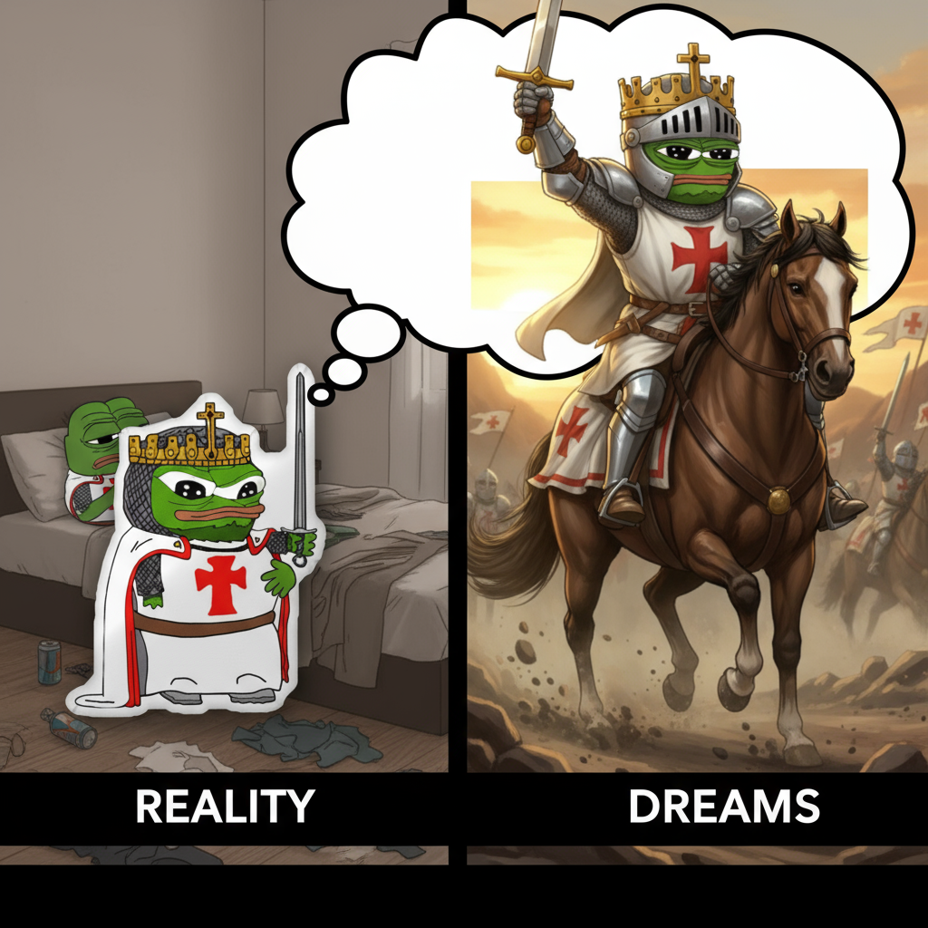 Crusader Pepe Pillow Dreams of Glory