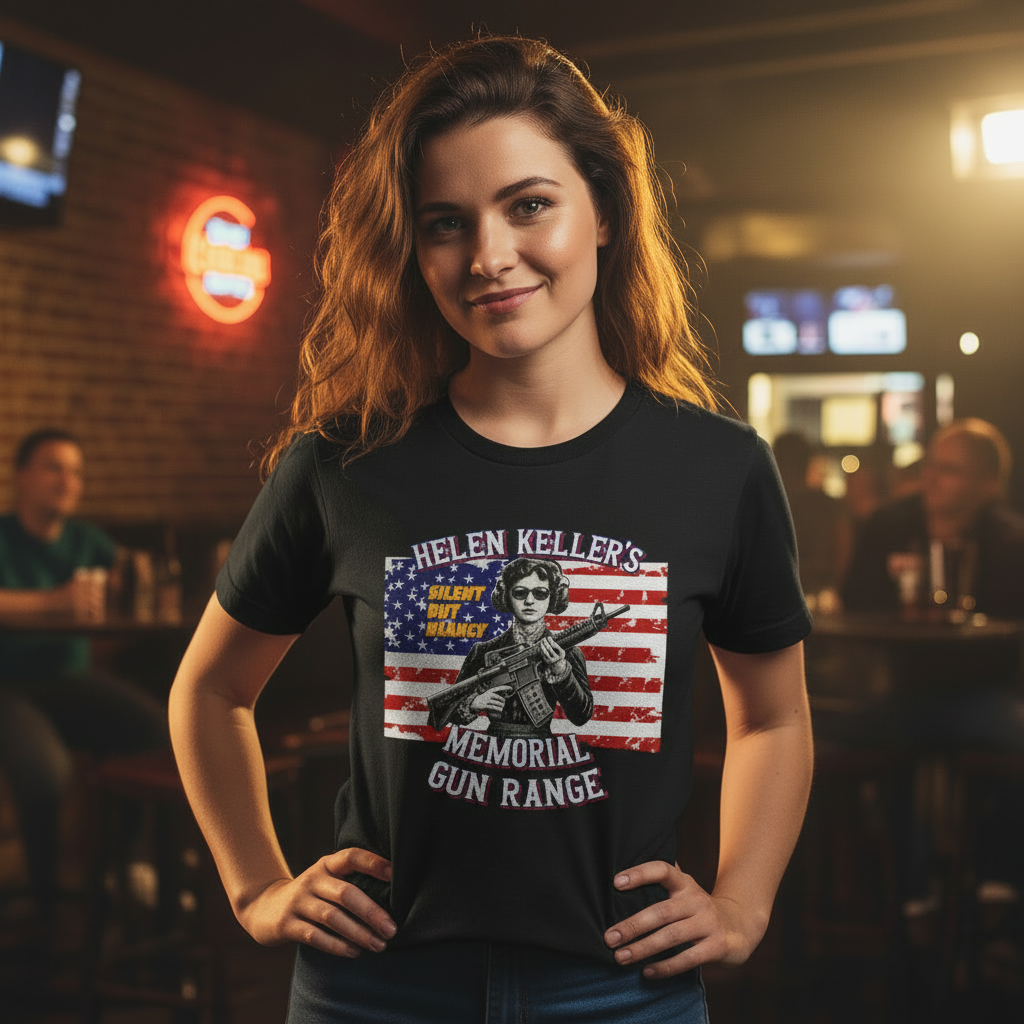 Helen Keller 'Silent But Deadly' T-Shirt with Long Hair Model