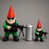 Large and medium Liberty Reaper gnomes beside a standard 12-ounce can for scale