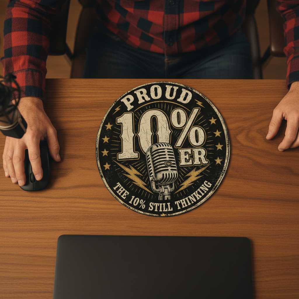Proud 10%er Round Mouse Pad – Radio Studio Lifestyle Mockup