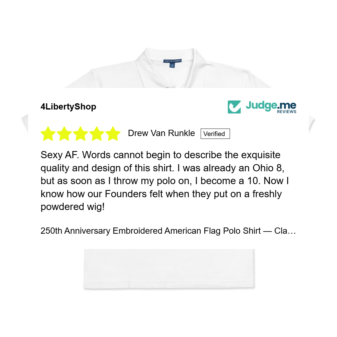 250th Anniversary Embroidered American Flag Polo Shirt — Classic Patriotic Polo