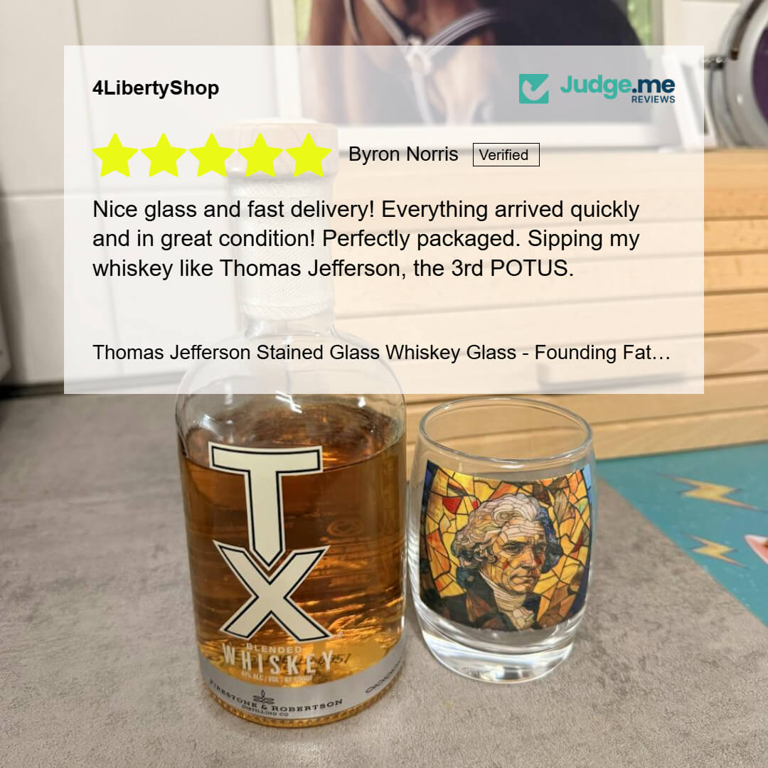 Thomas Jefferson Stained Glass Whiskey Glass - Founding Fathers Barware