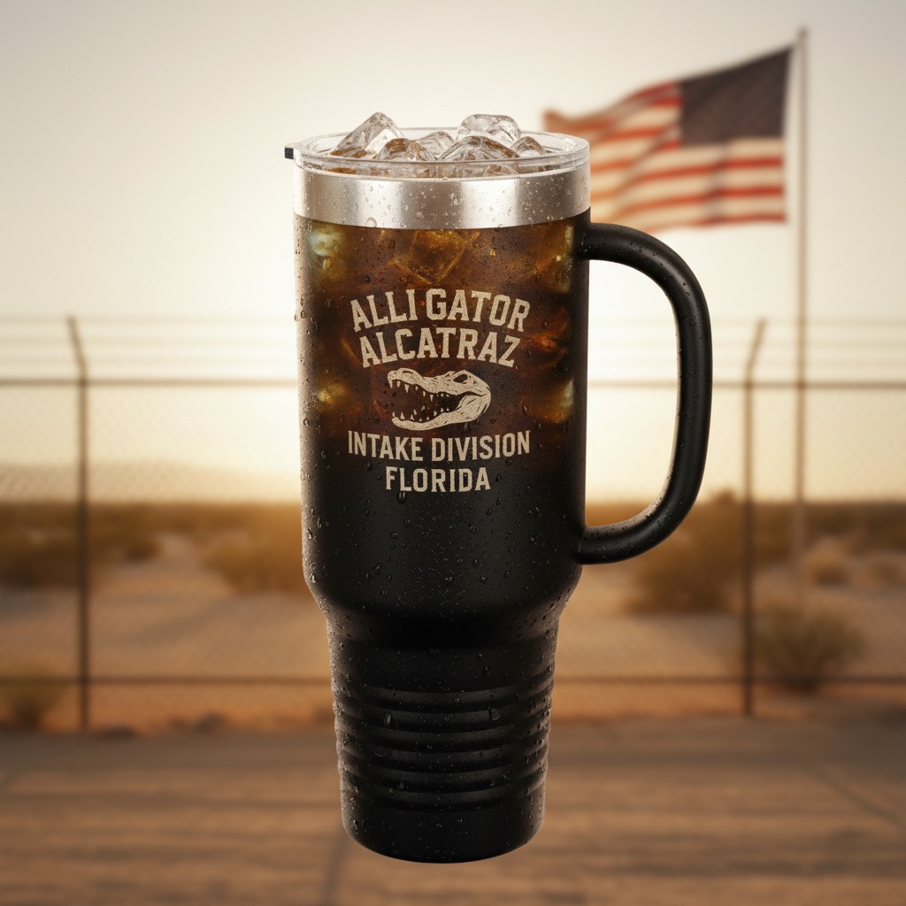 Walton & Johnson Alligator Alcatraz Intake Division Tumbler Lifestyle Mockup
