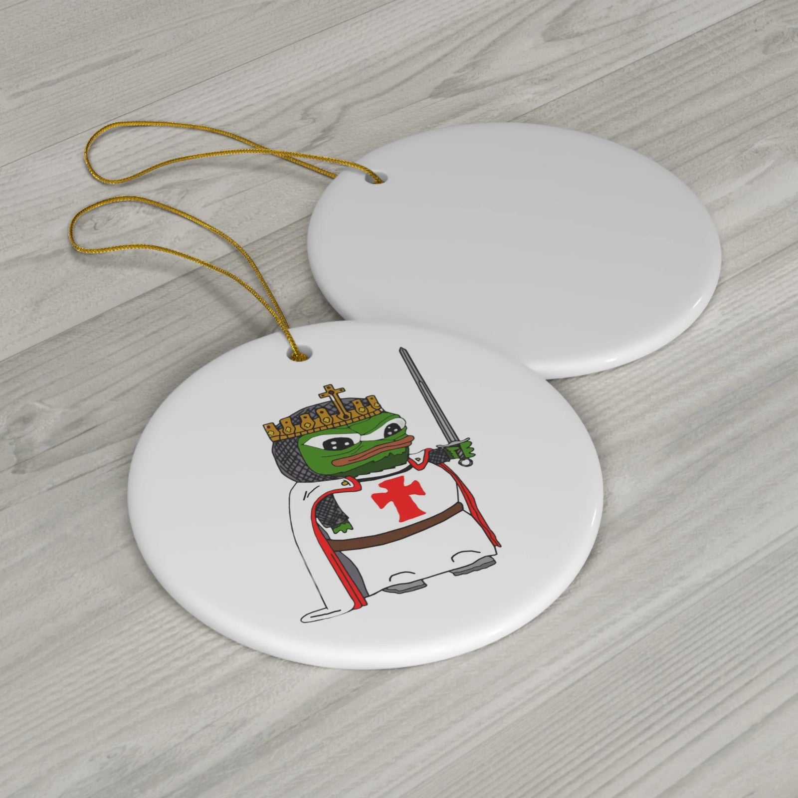 Pepe the Crusader Knight Ceramic Ornaments